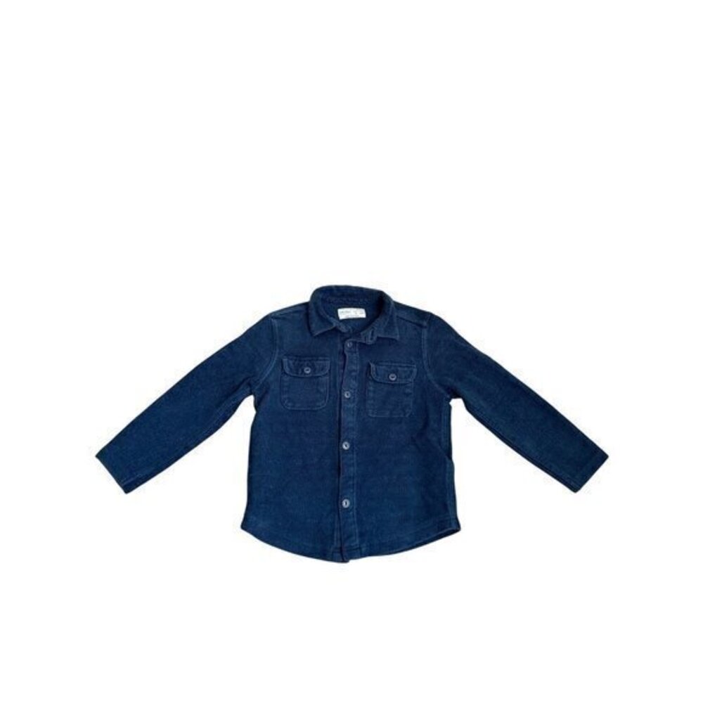 Zara Boys Navy Blue Long-Sleeve Button-Up Shirt Size 5/110